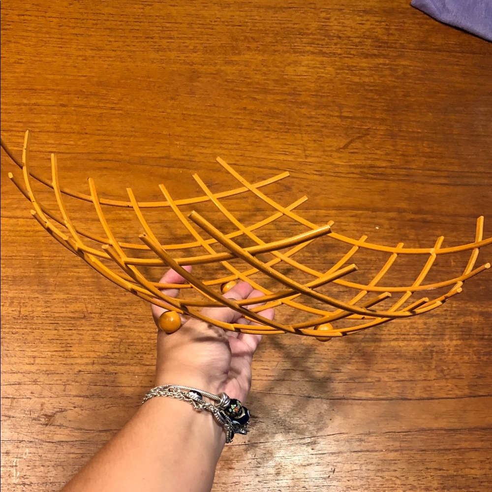 Mid-Century Modern Grid Fruit Bowl in Mustard Yellow